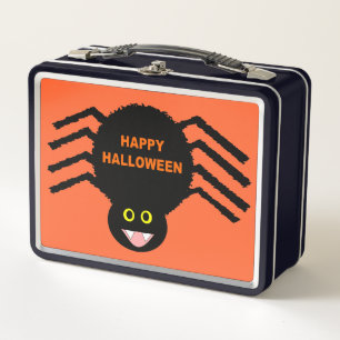 Halloween Black Spdier Metal Lunchbox