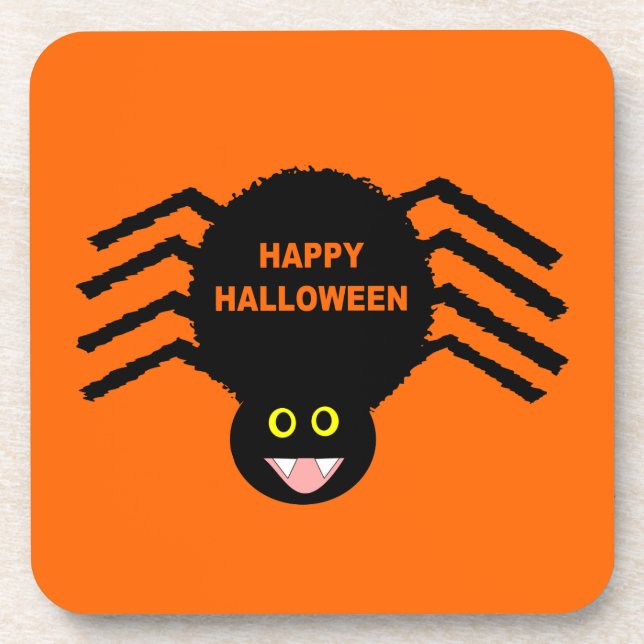 Halloween Black Spider Cork Coaster (Front)