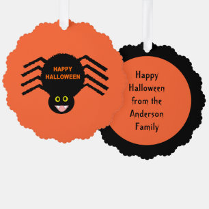 Halloween Black Spider Custom Tree Decoration Card