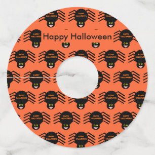 Halloween Black Spider Custom Wine Glass Tag