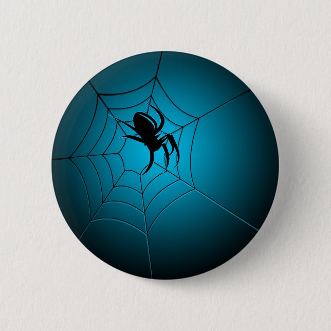 Halloween Black Spider on Web 6 Cm Round Badge (Front)