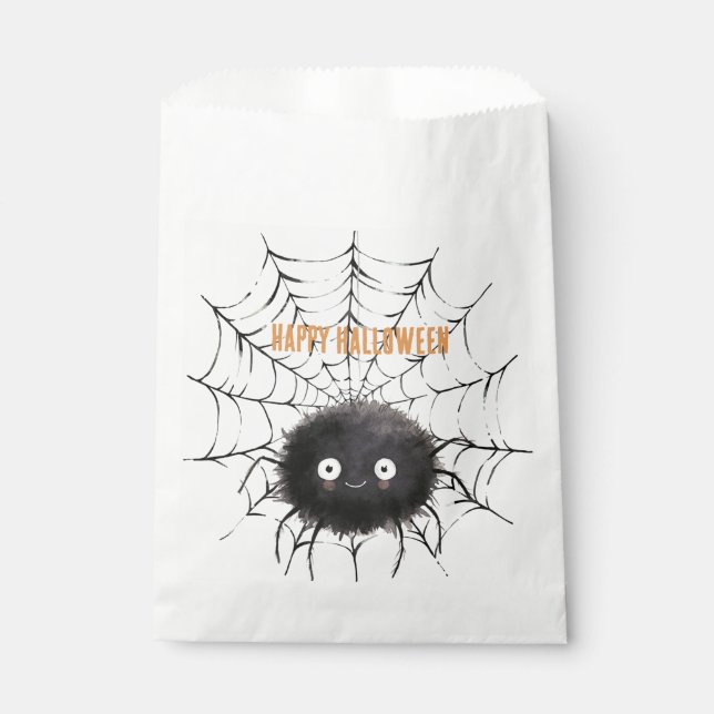 Halloween Black Spider on Web Favour Bags (Front)