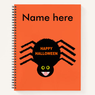 Halloween Black Spider Spiral Notebook