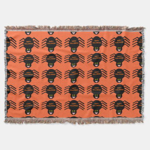 Halloween Black Spider Throw Blanket