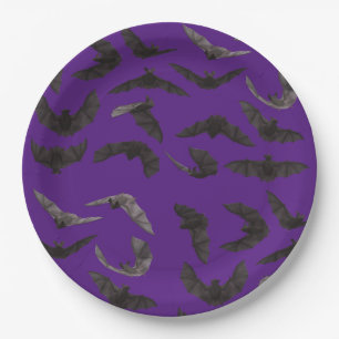 Halloween Black Spooky Bats Party Paper Plate