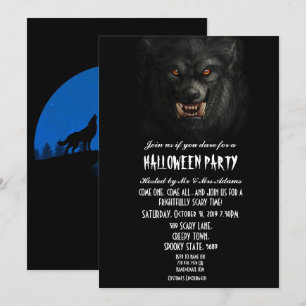 Halloween Black Spooky Werewolf Gothic Party Invitation