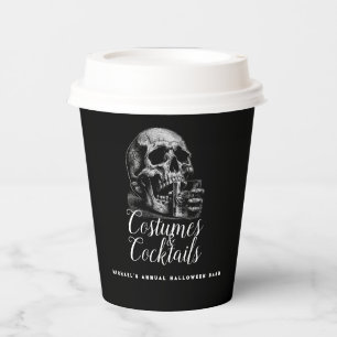 Halloween Black Vintage Skull Cocktails Party Paper Cups