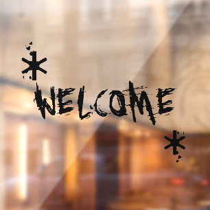 Halloween black welcome custom text scary window cling