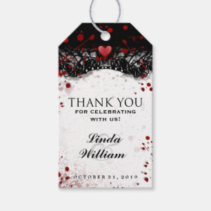 Halloween Black White Blood Splatter Thank You Tag