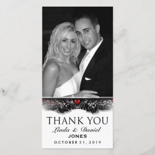 Halloween Black White Gothic LOVE Photo Thank You