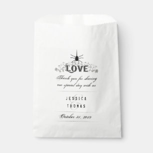Halloween Black White Gothic LOVE Wedding Names Favour Bags