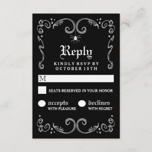 Halloween Black White Gothic Scroll 3.5x5 RSVP