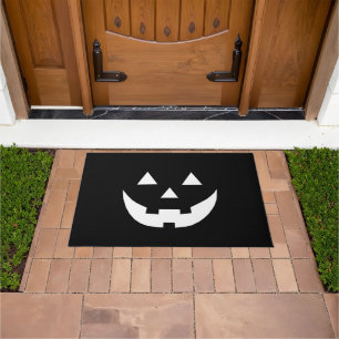 Halloween black white Jack o lantern pumpkin cute Doormat