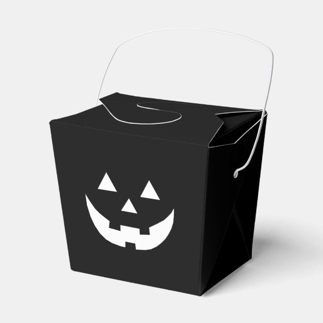 Halloween black white Jack o lantern pumpkin face Favour Box (Front Side)