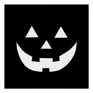 Halloween black white Jack o lantern pumpkin Poster