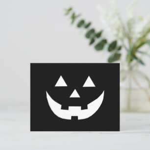 Halloween black white Jack o lantern scary spooky Holiday Postcard