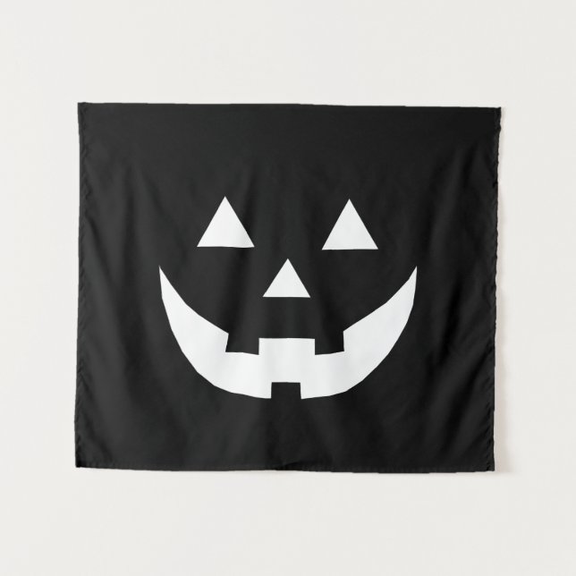 Halloween black white Jack o lantern scary Tapestry (Front (Horizontal))