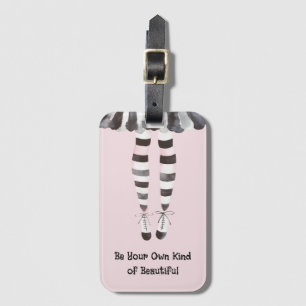 Halloween Black White Pink Legs Stockings Girl Luggage Tag
