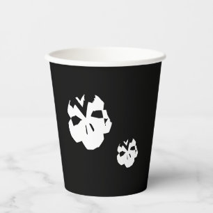 Halloween black white scary skulls paper cups
