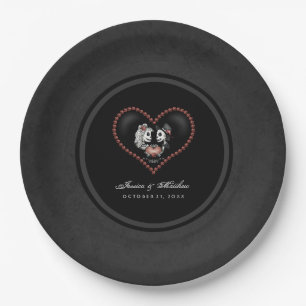 Halloween Black & White Skeletons Matching Wedding Paper Plate