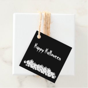 Halloween black white skulls pile custom favour tags
