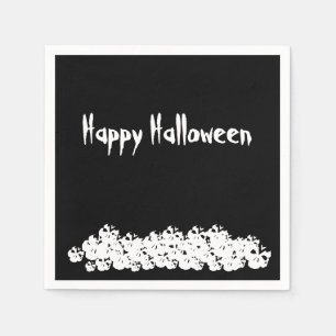 Halloween black white skulls pile custom paper napkin