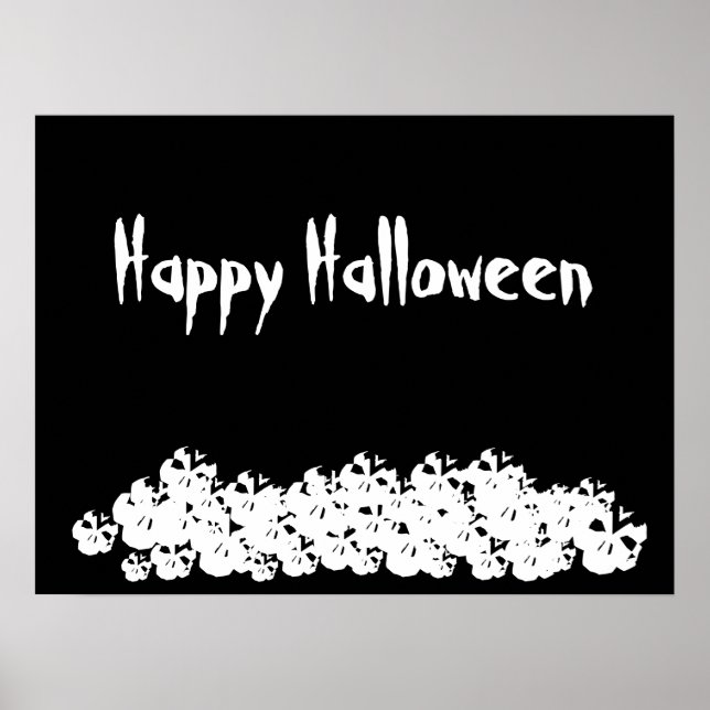 Halloween black white skulls pile custom text  poster (Front)