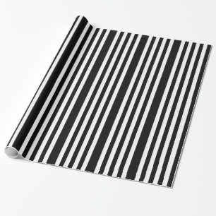 Halloween Black White Striped Gift Wrapping Paper