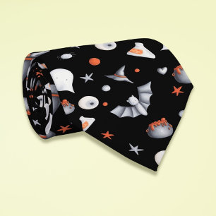 Halloween Black Witch Ghosts Pattern Tie