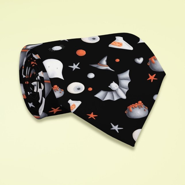 Halloween Black Witch Ghosts Pattern Tie (Creator Uploaded)