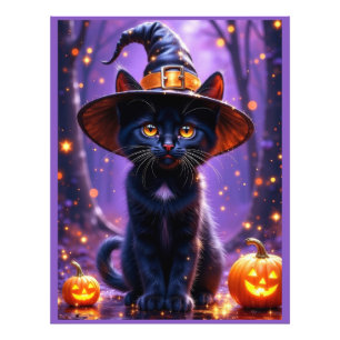 Halloween Black Witchy Cat Photo Print