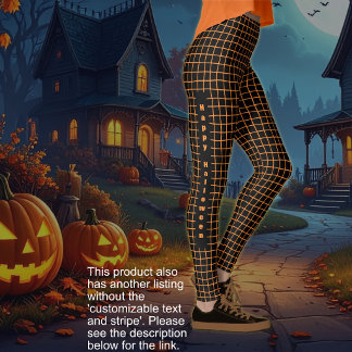 Halloween - Black with orange netting TEXT OPTION Leggings