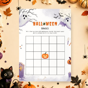 Halloween Blank Bingo Game Spooky Party Activity Invitation