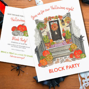 Halloween Block Party Announcement Postcard