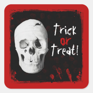 Halloween Blood and Skull Trick or Treat Sticker