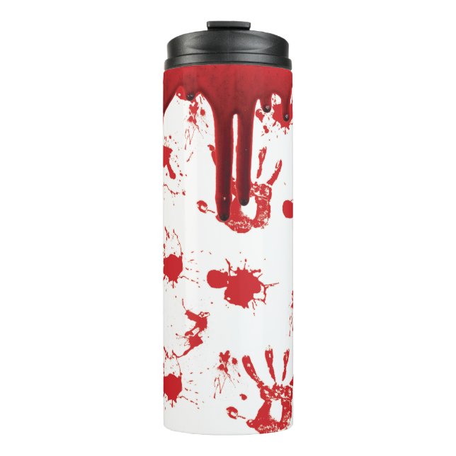 Halloween Blood Drop Creepy Bloody Handprint Thermal Tumbler (Front)