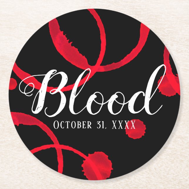 Halloween Blood Red Wine Stain Coaster (Front)