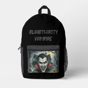 Halloween, Bloodthirsty Vampire, Scary Spooky  Printed Backpack