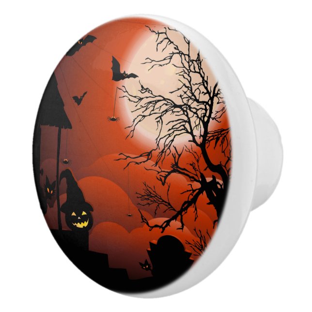 Halloween Bloody Moonlight Nightmare Ceramic Knob (Right)