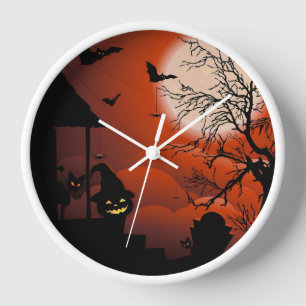 Halloween Bloody Moonlight Nightmare Clock