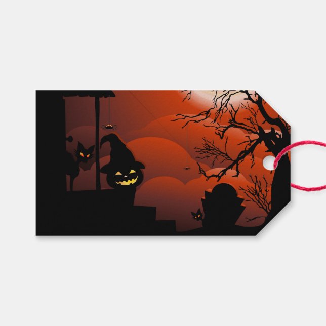 Halloween Bloody Moonlight Nightmare Gift Tags (Front (Horizontal))