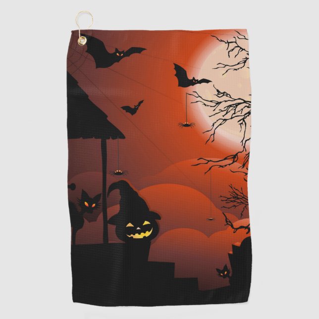 Halloween Bloody Moonlight Nightmare Golf Towel (Front)