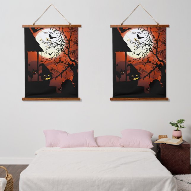 Halloween Bloody Moonlight Nightmare Hanging Tapestry (Bedroom)
