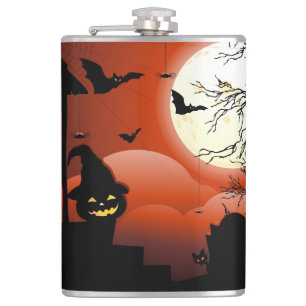 Halloween Bloody Moonlight Nightmare Hip Flask