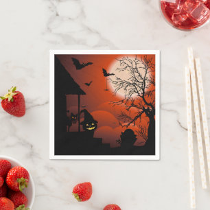 Halloween Bloody Moonlight Nightmare Napkin