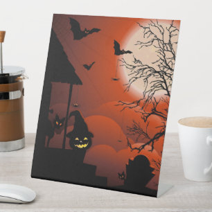 Halloween Bloody Moonlight Nightmare Pedestal Sign