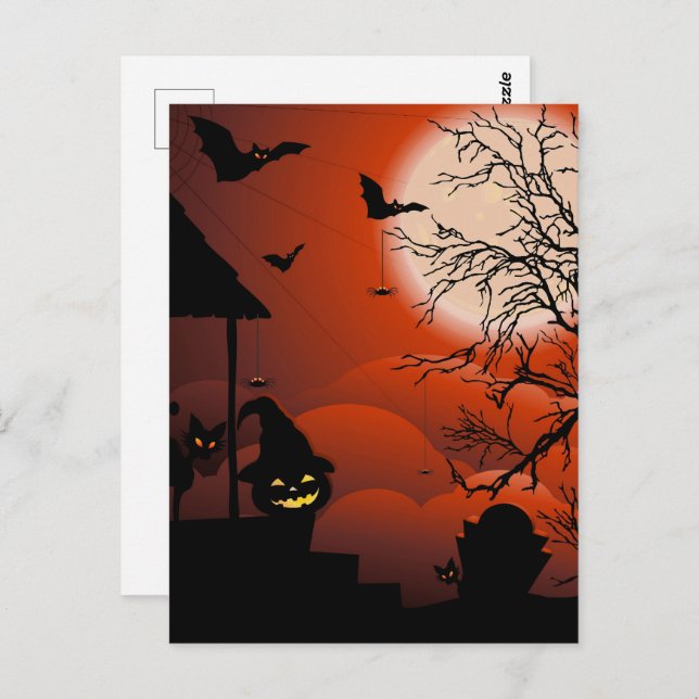 Halloween Bloody Moonlight Nightmare Postcard (Front/Back)