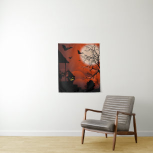 Halloween Bloody Moonlight Nightmare Tapestry