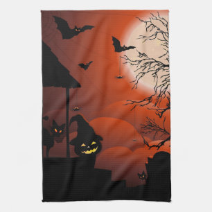 Halloween Bloody Moonlight Nightmare Tea Towel