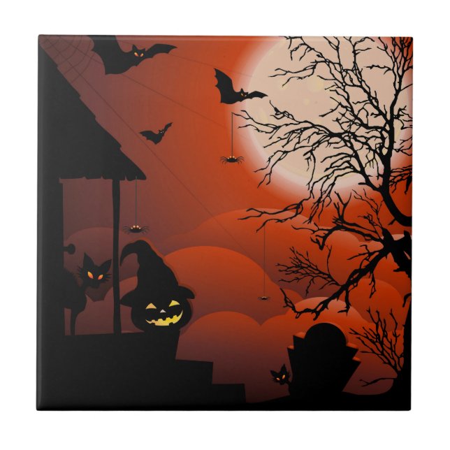 Halloween Bloody Moonlight Nightmare Tile (Front)